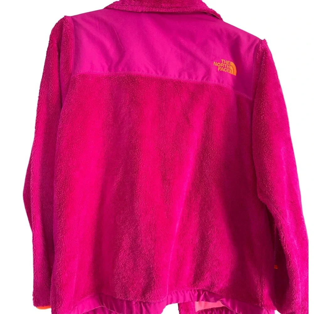 The North Face Girls Denali Fleece Jacket Pink Orange Full Zip Size L 14/16